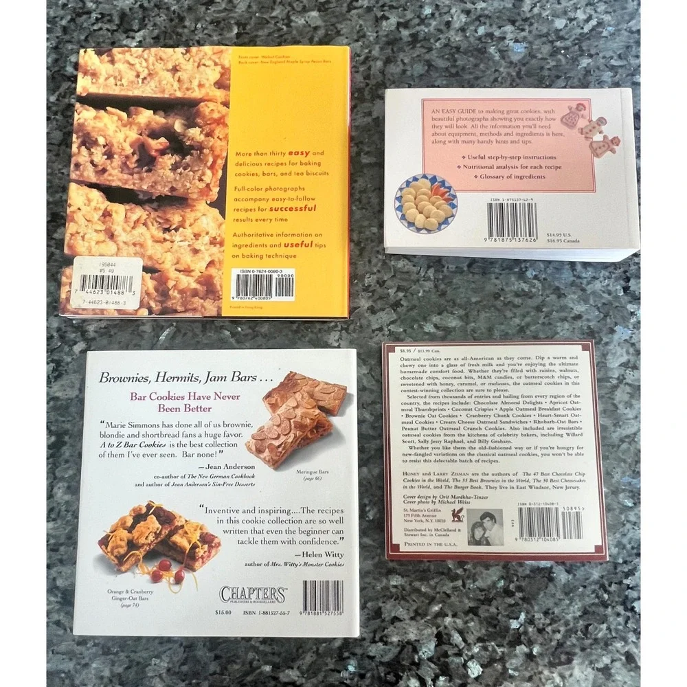 Cookie Cookbook Lot of 4 Bar Cookies A to Z Oatmeal Cookies Basic Baking Guides
